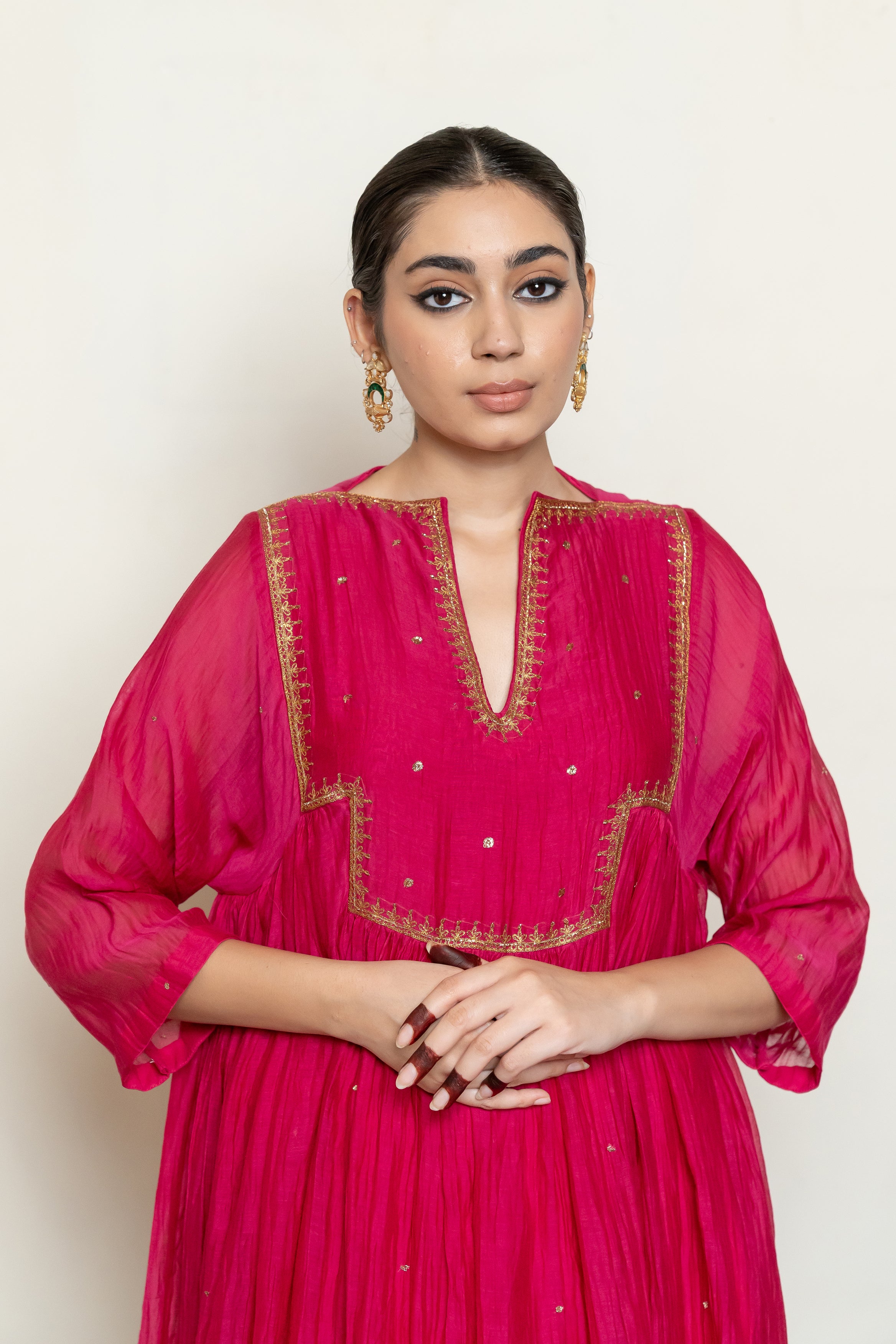 Farah Kurta Set - Rani Pink