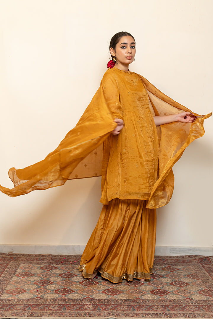 Zareen Gharara Set - Mustard (Set Of 3)