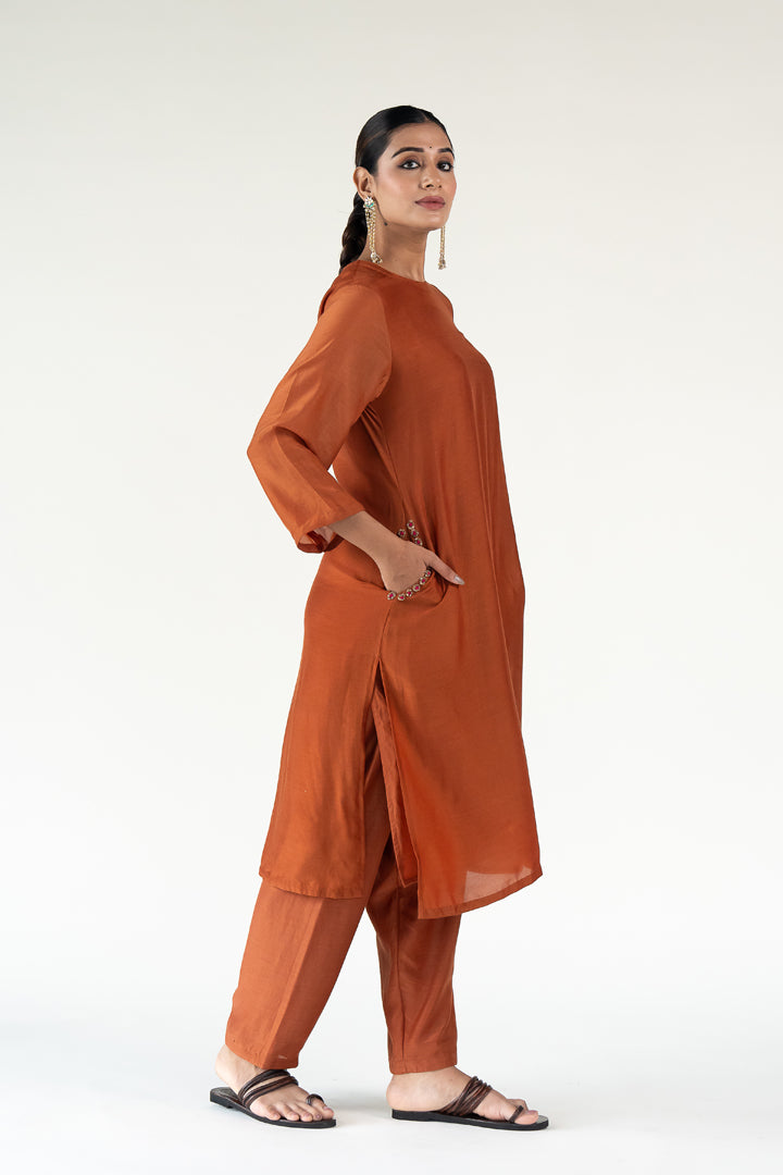 Rust Gulzar Kurta (set of 2)