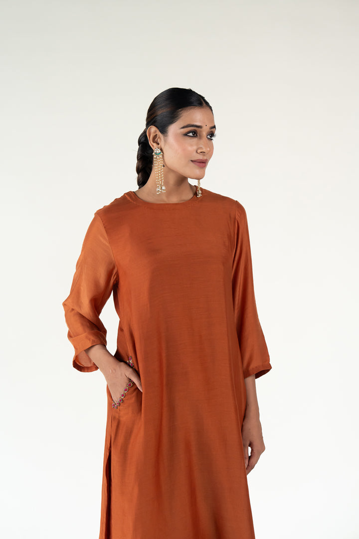 Rust Gulzar Kurta (set of 2)