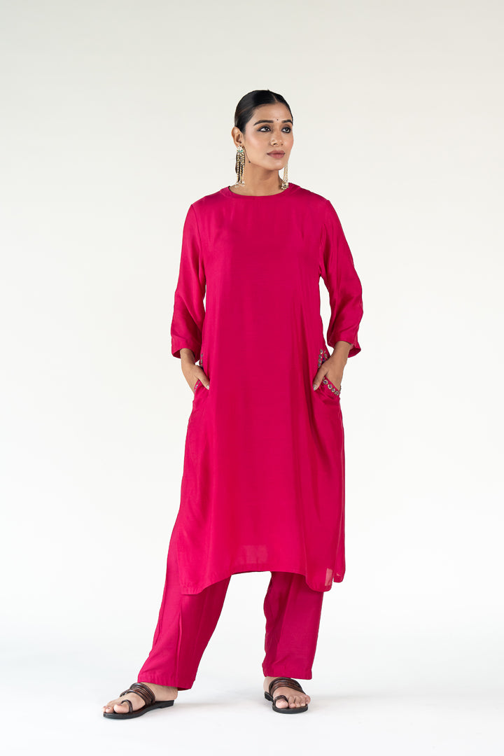 Rani Pink Gulzar Kurta (set of 2)