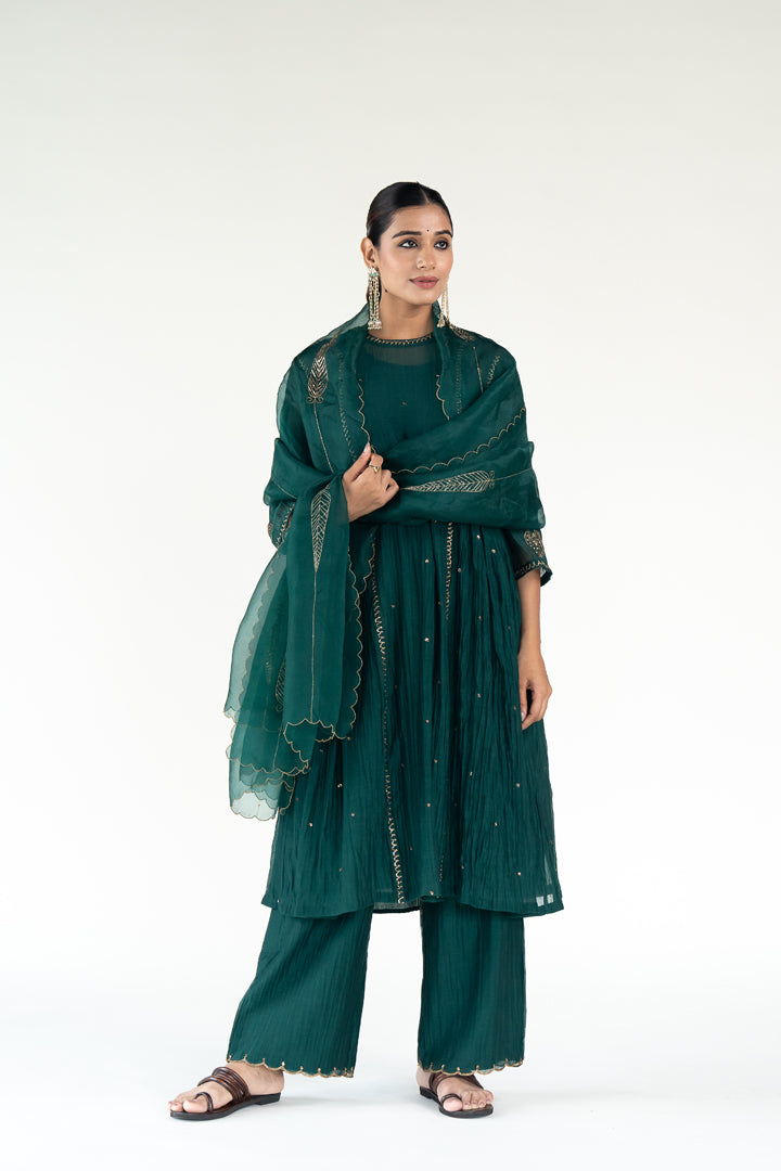 Emerald Green Baadal Kurta (set of 3)