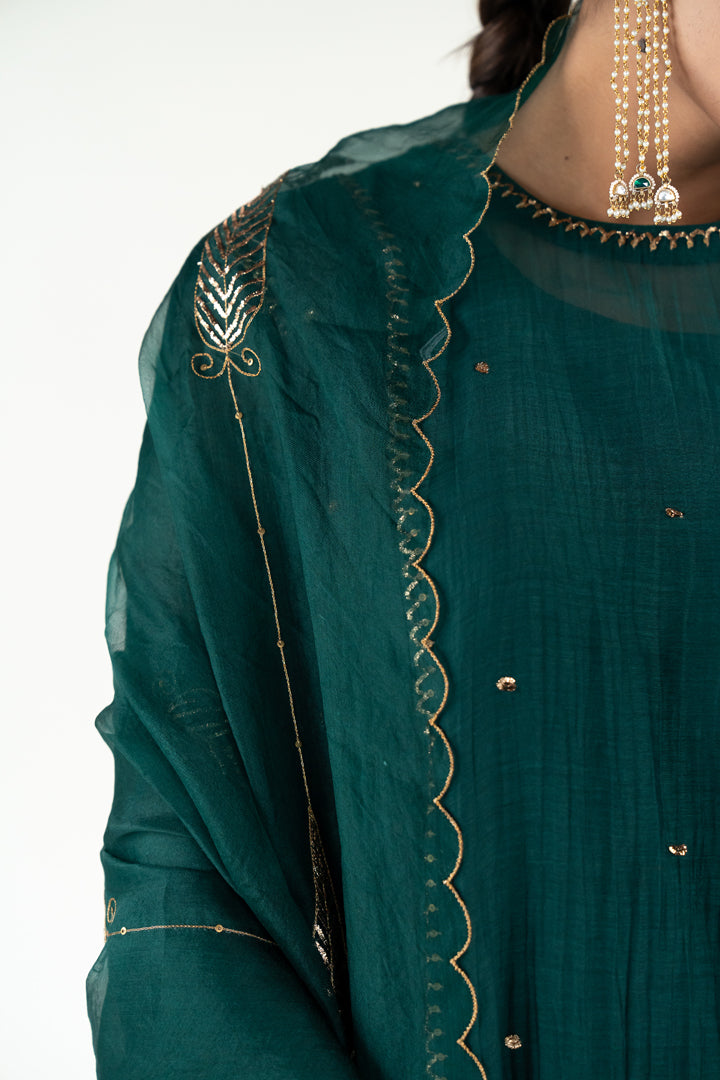 Emerald Green Baadal Kurta (set of 3)