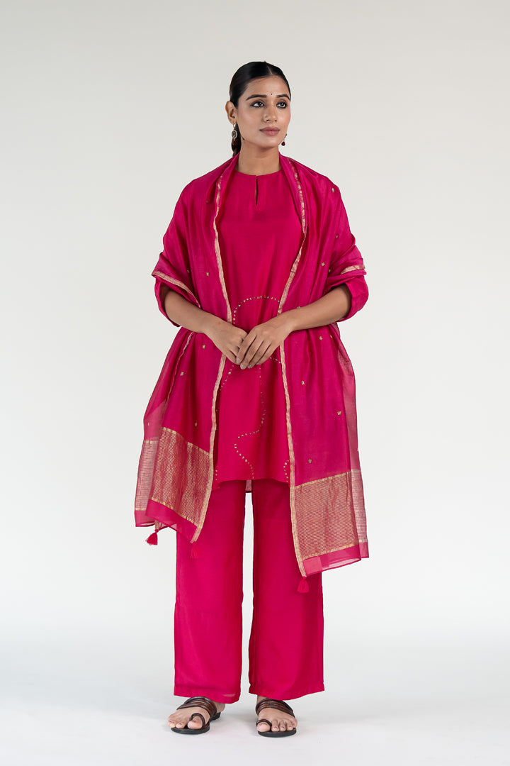 Rani Pink Mehr Kurta (set of 3)