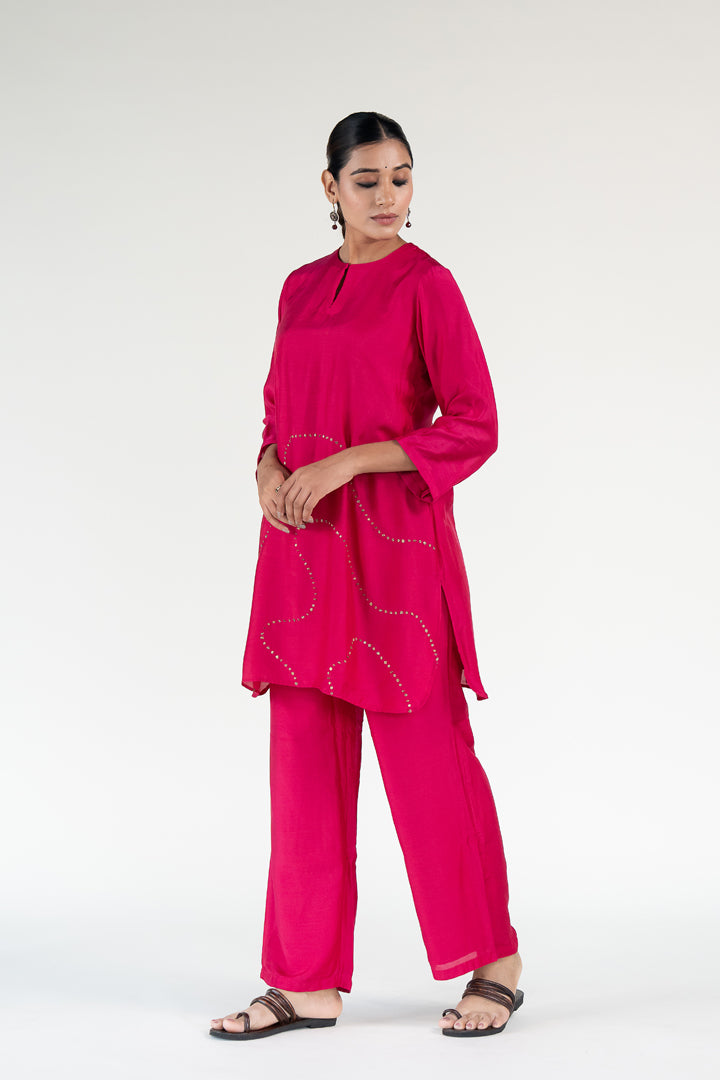 Rani Pink Mehr Kurta (set of 2)