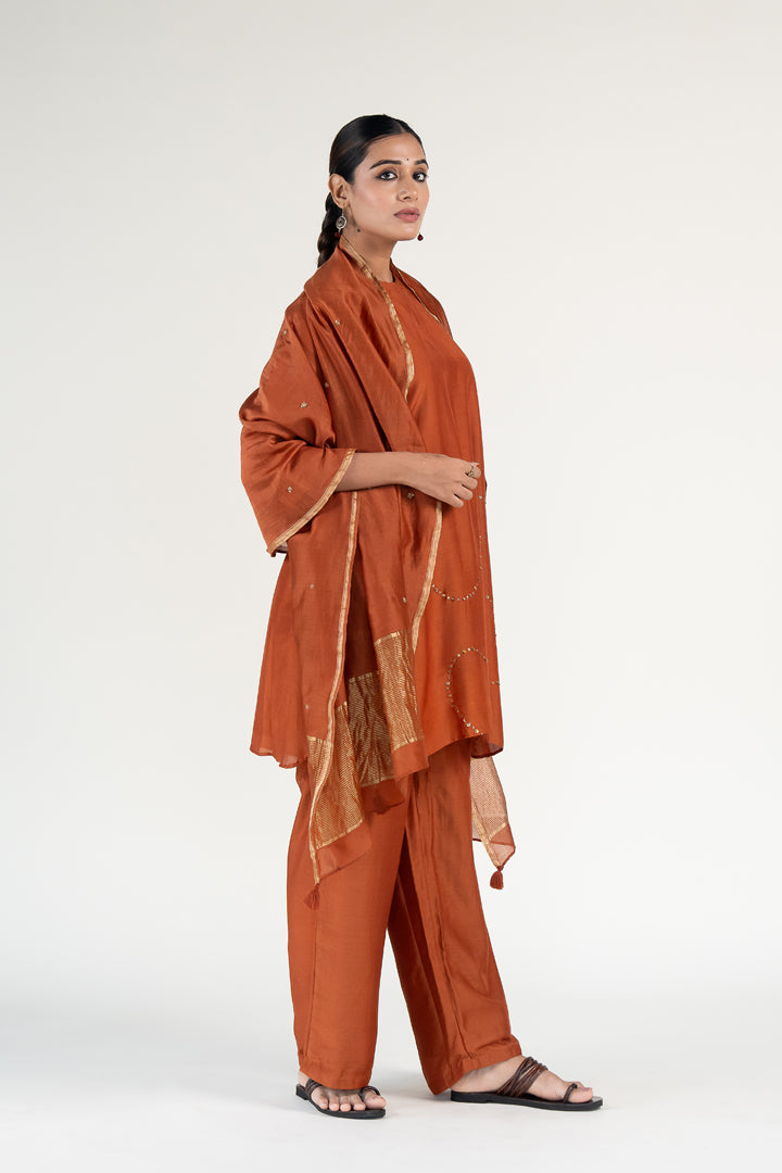 Rust Mehr Kurta (set of 3)