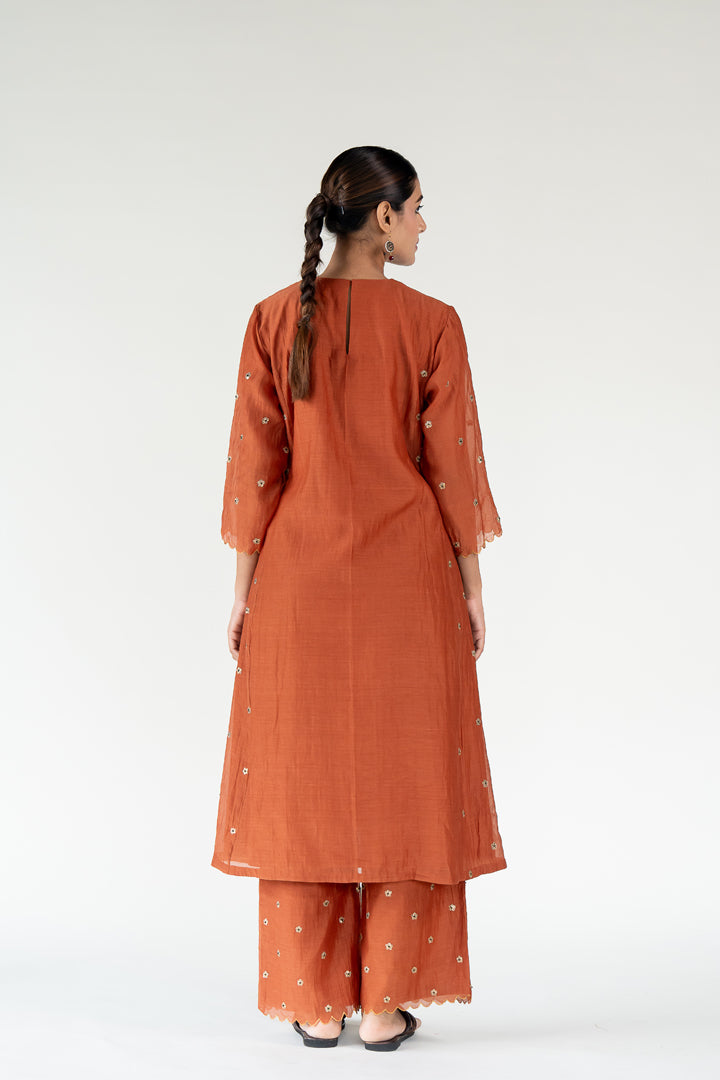 Rust Fiza Kurta (set of 2)