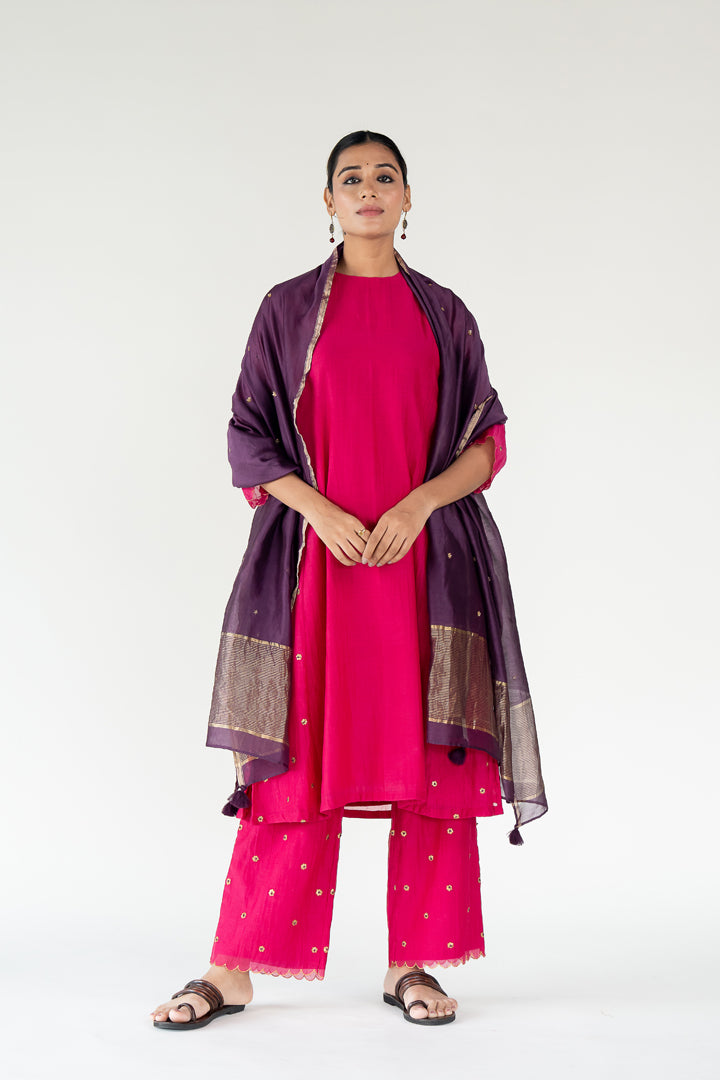 Rani Pink Fiza Kurta (set of 3)