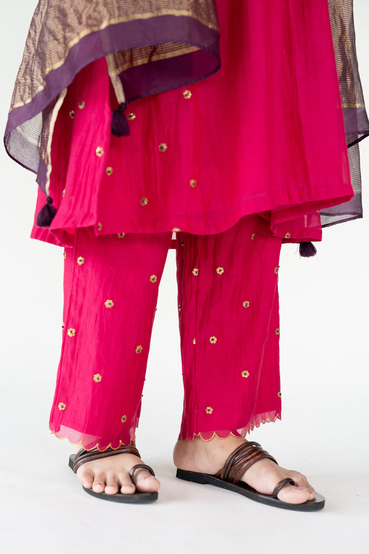 Rani Pink Fiza Kurta (set of 3)