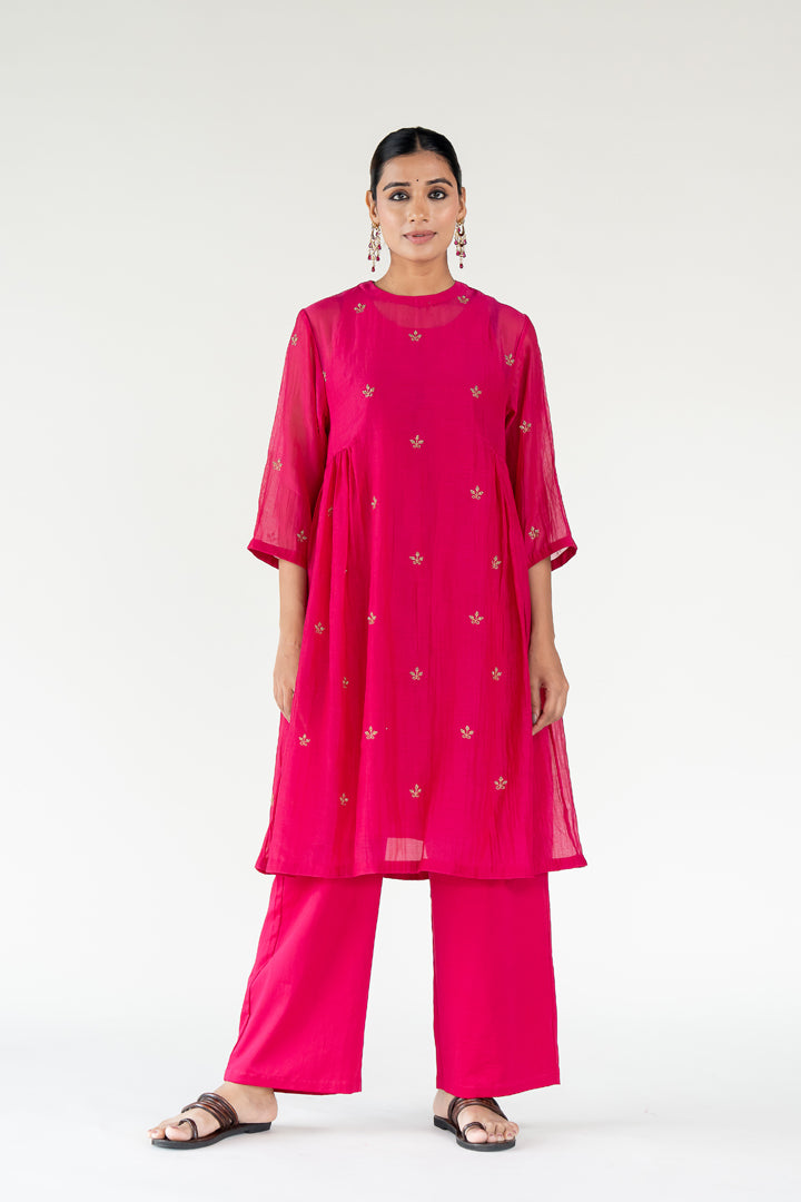 Rani Pink Ekra Kurta (set of 2)