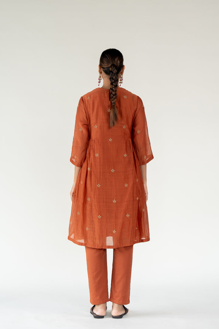 Rust Ekra Kurta (set of 2)