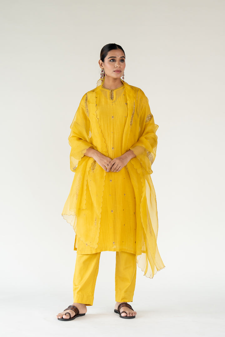 Yellow Chaand Kurta (set of 3)