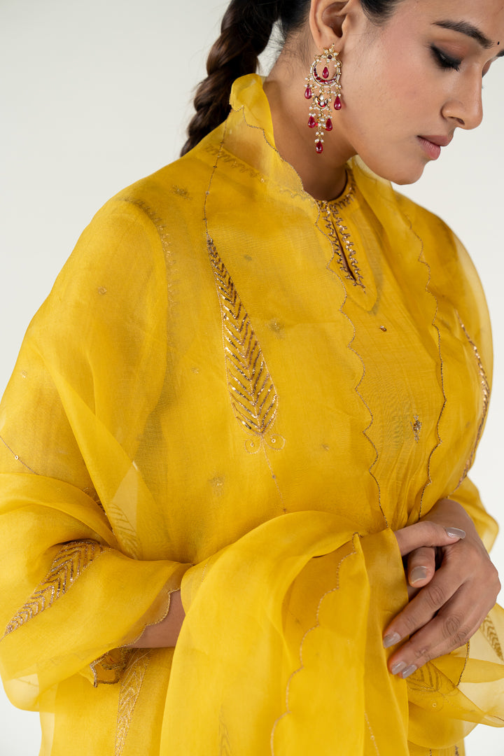 Yellow Chaand Kurta (set of 3)