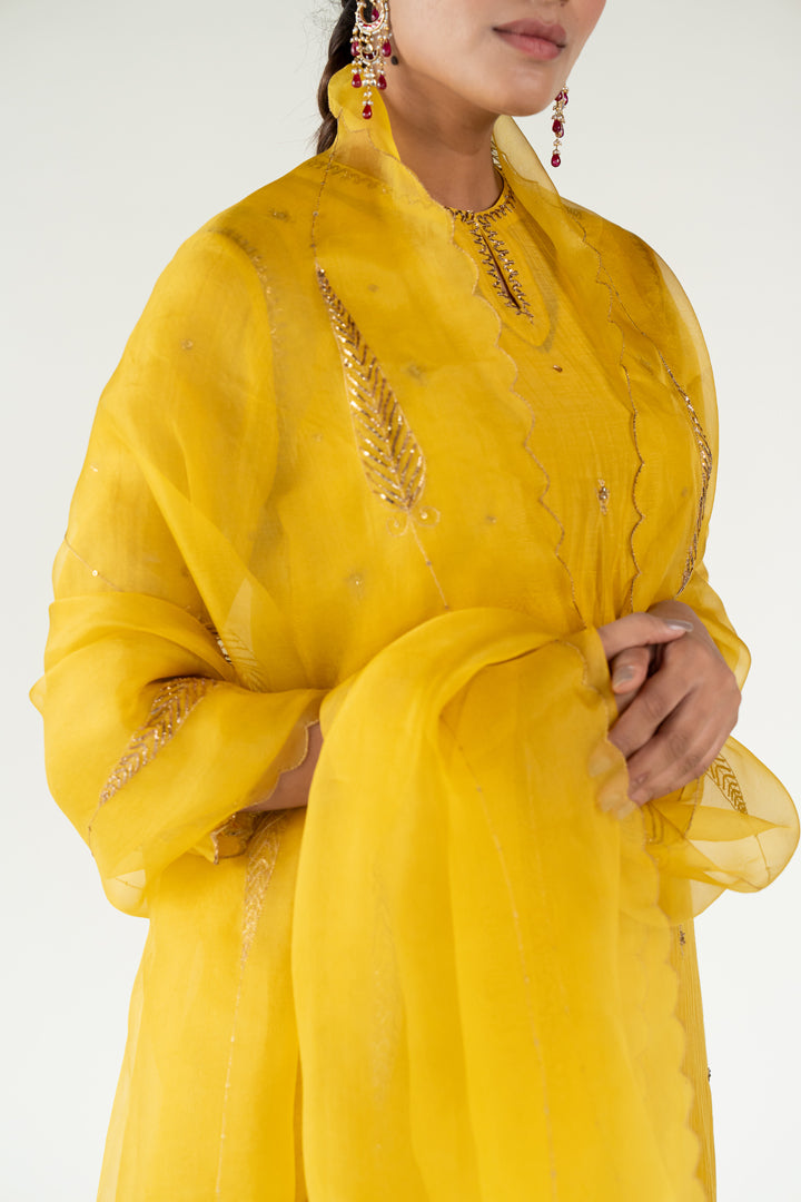 Yellow Chaand Kurta (set of 3)