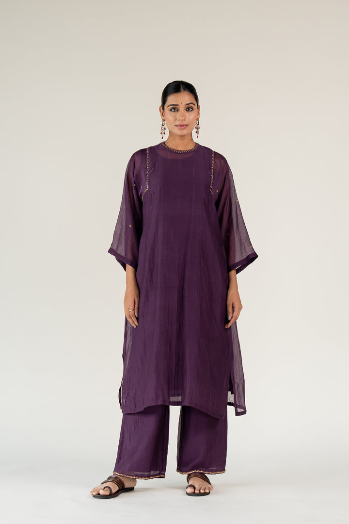 Aubergine Caftan Kurta (set of 2)