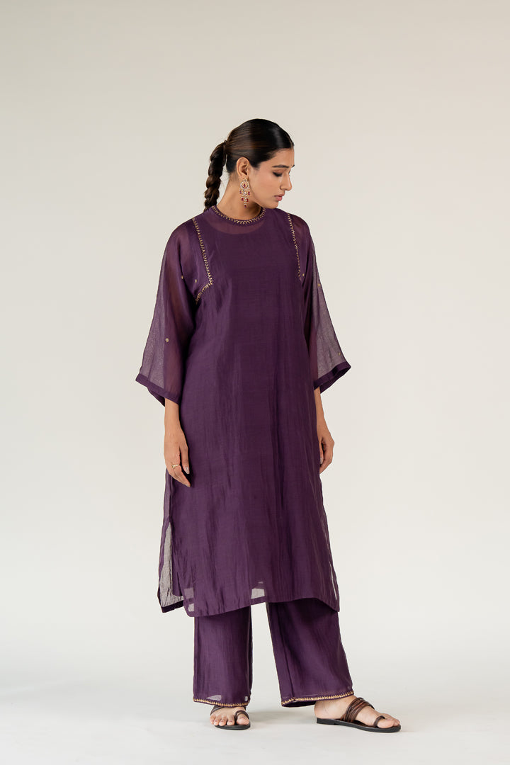 Aubergine Caftan Kurta (set of 2)