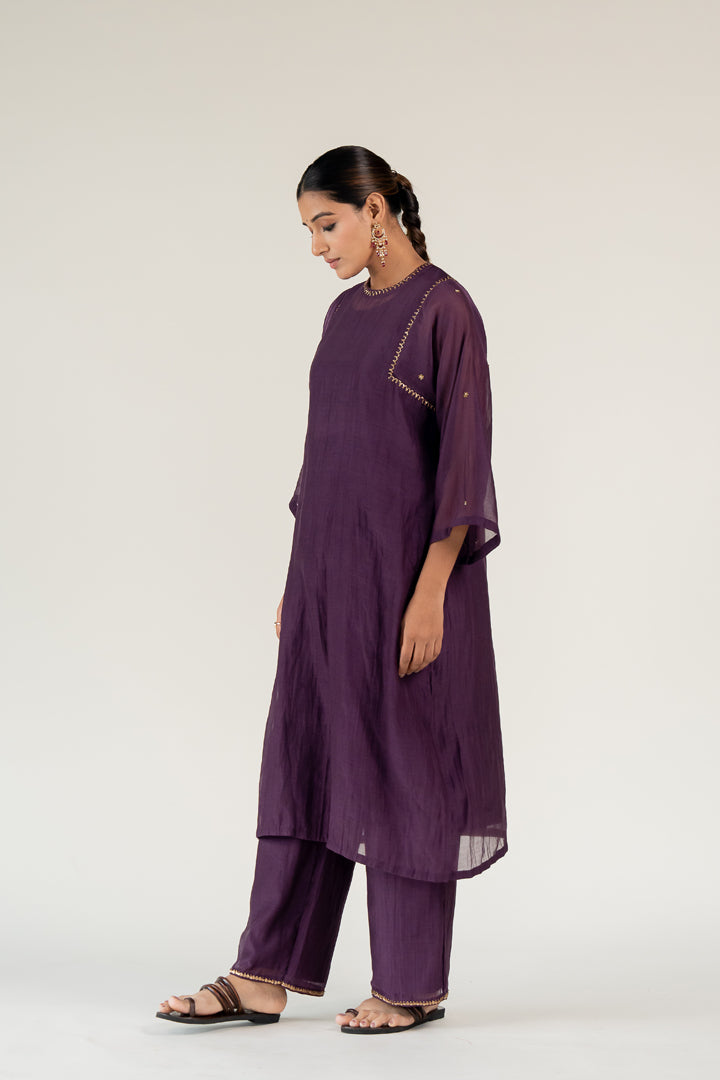 Aubergine Caftan Kurta (set of 2)