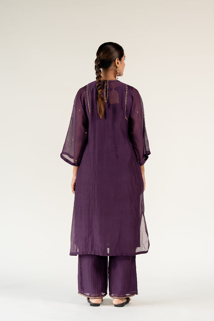 Aubergine Caftan Kurta (set of 2)