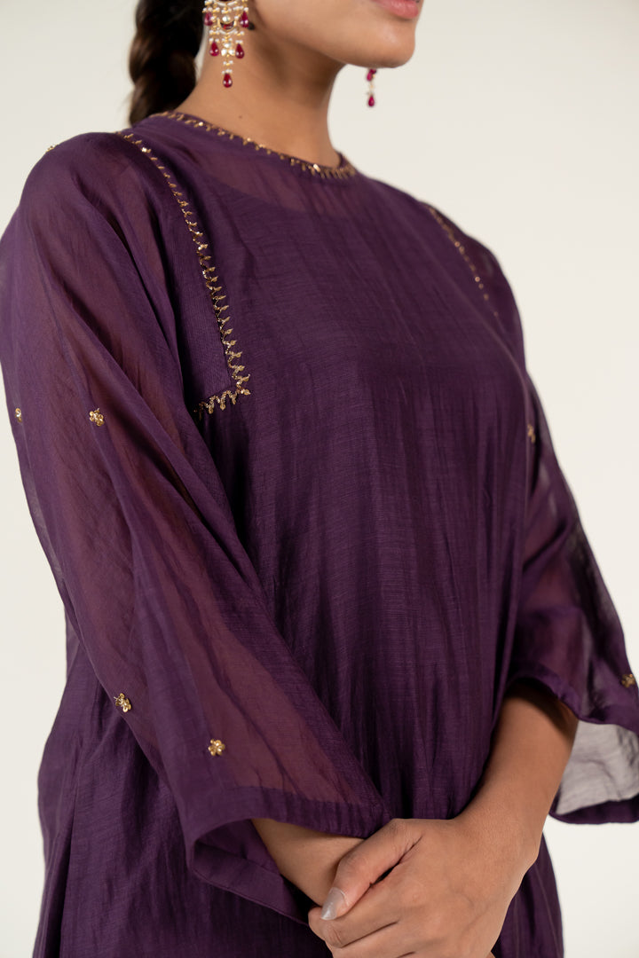 Aubergine Caftan Kurta (set of 2)