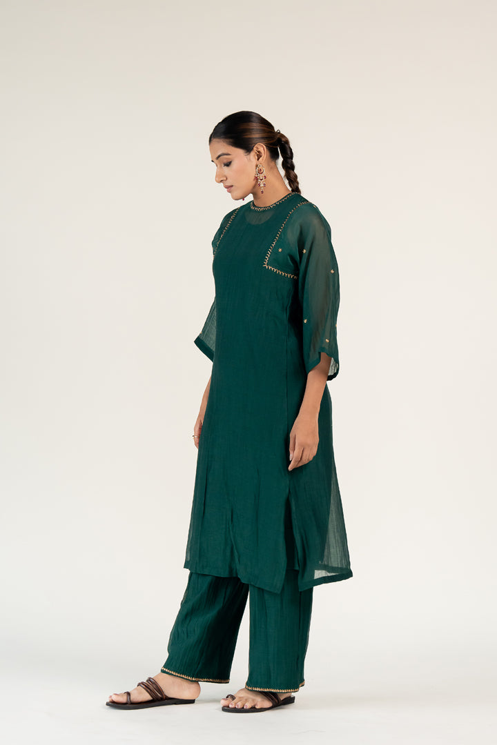 Emerald Green Caftan Kurta (set of 2)