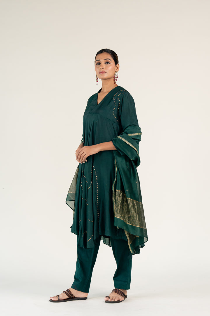 Emerald Green Maheem Kurta (Set of 3)