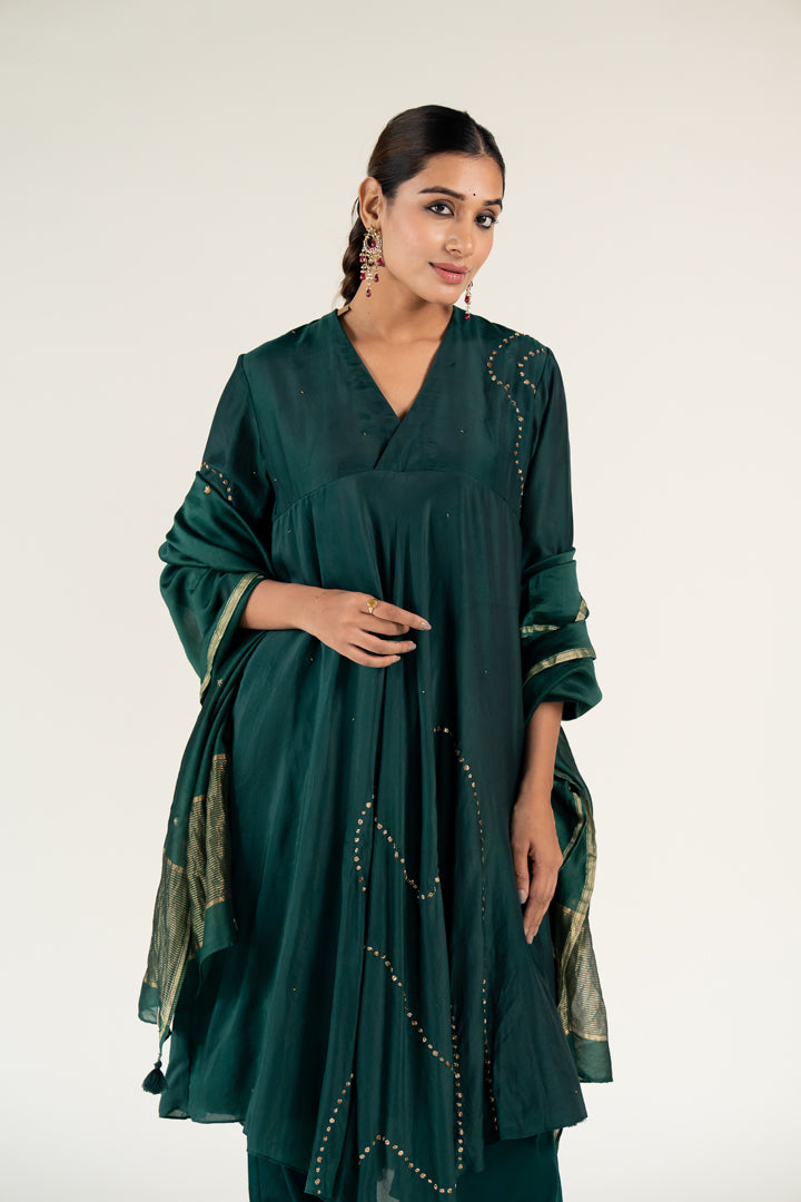 Emerald Green Maheem Kurta (set of 3)