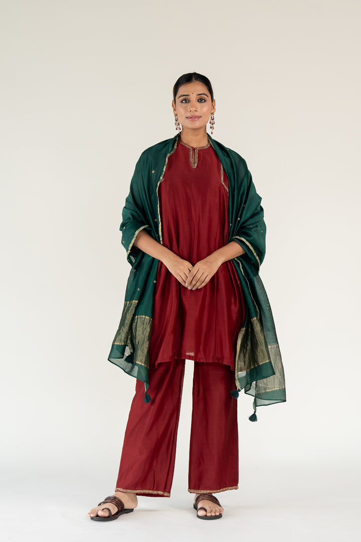 Maroon Zainab Kurta (set of 3)