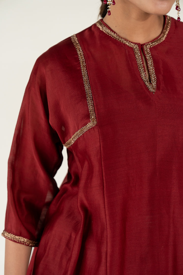 Maroon Zainab Kurta (set of 2)