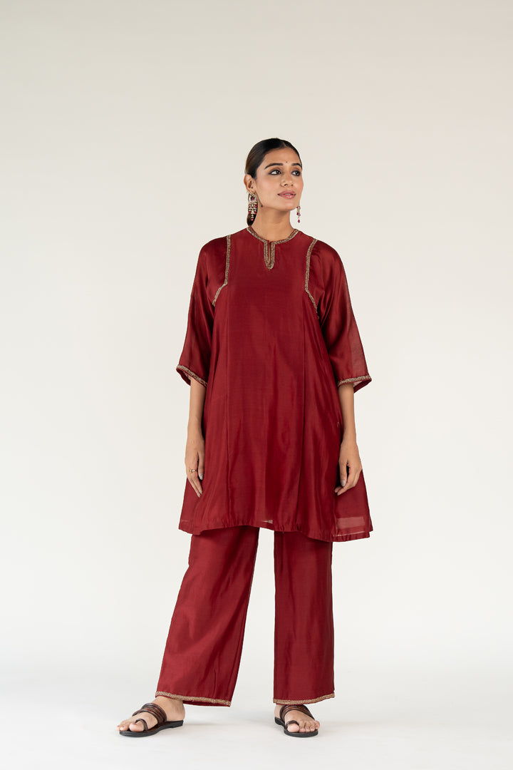 Maroon Zainab Kurta (set of 2)