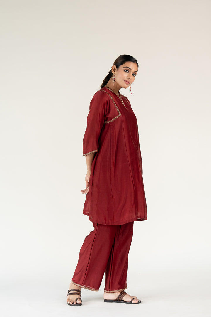 Maroon Zainab Kurta (set of 2)