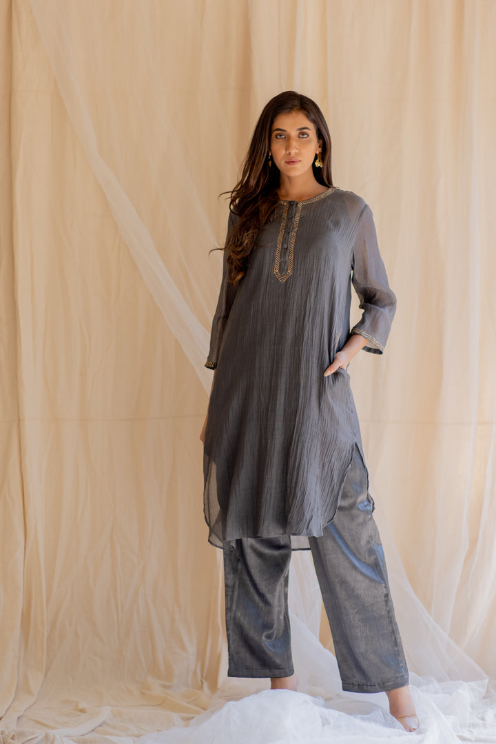 Grey Gul Seedh Kurta Set (Set of 2)